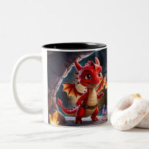 Café Em Dois Tons Pequena Caneca De Dragão Com Escala Vermelha - Dri