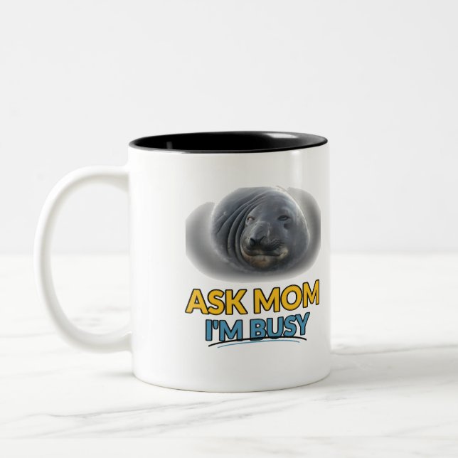 Café Em Dois Tons Pergunte à Mamãe Estou Ocupado Caneca Engraçada de (Esquerda)