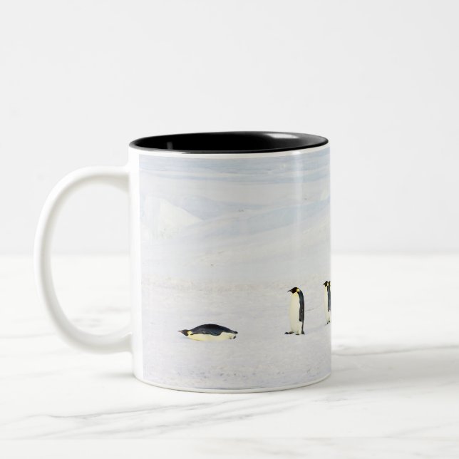 Café Em Dois Tons Pinguins de imperador no gelo - caneca (Esquerda)