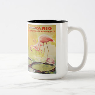 Café Em Dois Tons Poster vintage de Varig para a caneca de Brasil