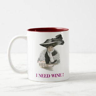 Café Em Dois Tons Preciso De Vinho! Caneca