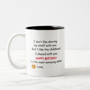 Café Em Dois Tons Presente de Aniversário Para Irmã - Caneca