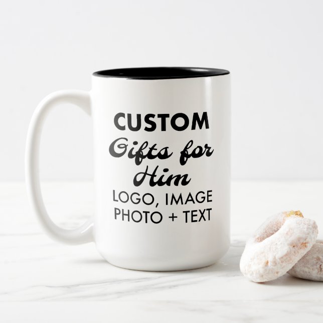 Café Em Dois Tons Presentes personalizados para ele negro, caneca de (Com Donut)