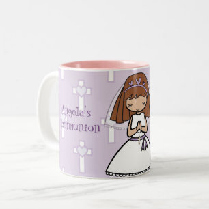 Café Em Dois Tons Primeira caneca personalizada do nome da menina de