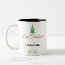Primeiro Natal como Avó 2026 Caneca de Duas Cores