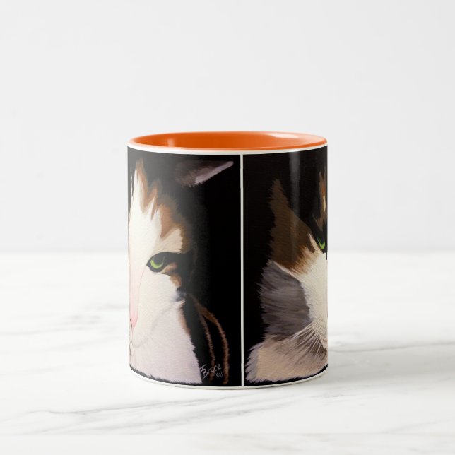 Café Em Dois Tons "Priscilla" a caneca do gato de chita (Centro)