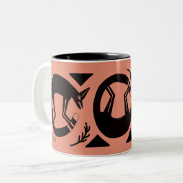 Café Em Dois Tons Raposas e flores antigas na caneca de laranja