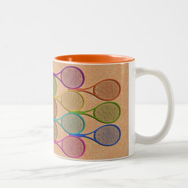 Café Em Dois Tons RAQUETES de TÊNIS na caneca da COR (Direita)