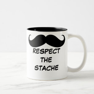 Café Em Dois Tons Respeito engraçado a caneca do bigode de Stache