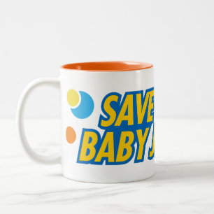 Café Em Dois Tons Salvar me caneca engraçada de Jesus do bebê