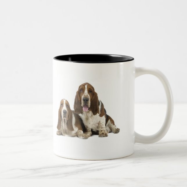 Café Em Dois Tons Seu costume cães de Basset da caneca do Dois-Tom (Direita)