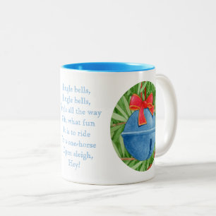 Café Em Dois Tons SININHOS DE NATAL Caneca Azul de Duas Cores