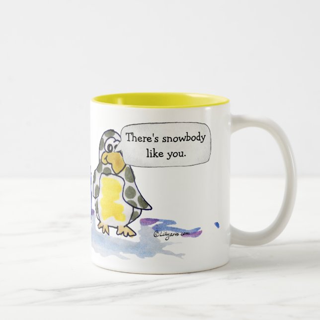 Café Em Dois Tons Snobody gosta de você caneca do pinguim (Direita)