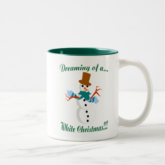 Café Em Dois Tons Sonhando Com Uma Caneca De Natal Branca (Direita)
