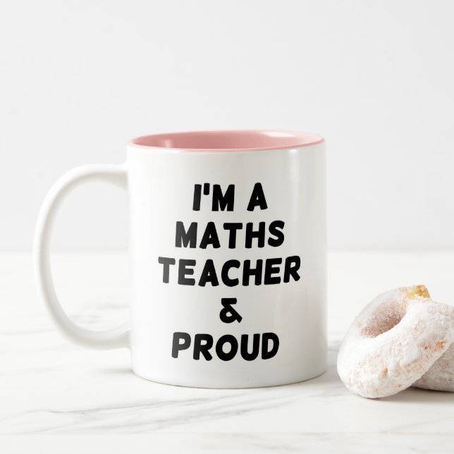 Café Em Dois Tons SOU PROFESSOR DE MATEMÁTICA & ORGULHOSO Caneca de  (Com Donut)