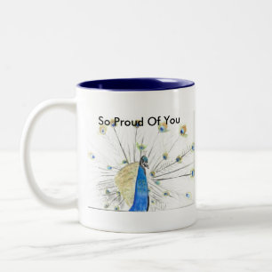 Café Em Dois Tons Tão orgulhoso de você caneca do pavão…