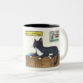 Café Em Dois Tons Tenha um bom dia de caneca de gato