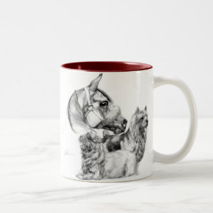 Café Em Dois Tons Terrier de Norwich e caneca do cavalo