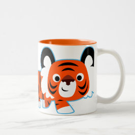 Café Em Dois Tons Tigre de cartoon bonito na caneca