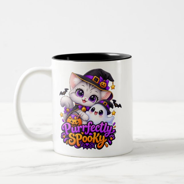Café Em Dois Tons Título: Perfeitamente Assustador – Caneca de Gato  (Esquerda)