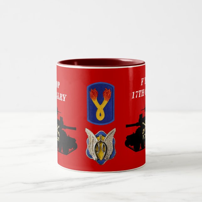 Café Em Dois Tons Tropa de F, 17a caneca da cavalaria M551 Sheridan (Centro)