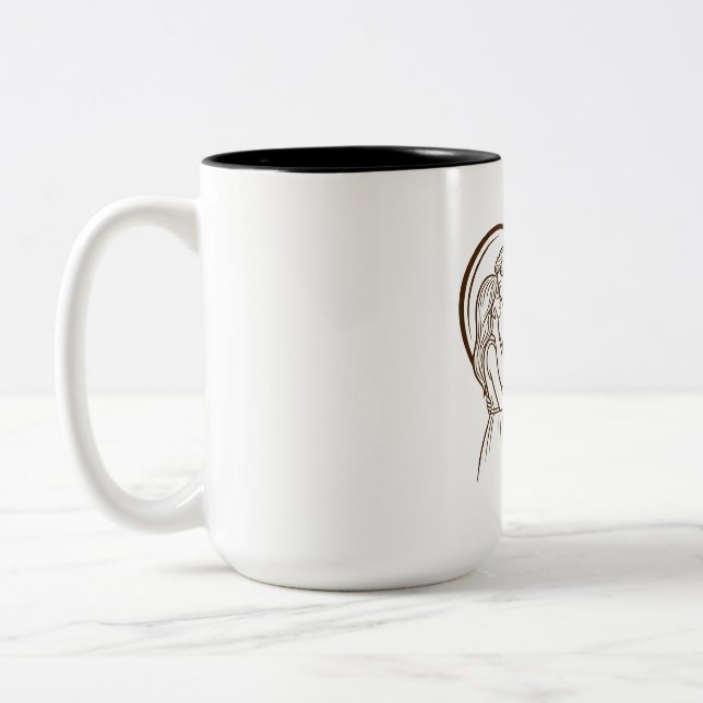 Café Em Dois Tons Uma Caneca com Ilustração de Linha Romântica (Esquerda)