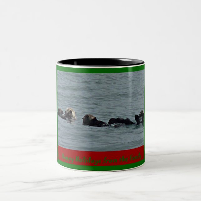 Café Em Dois Tons Uma caneca feliz da lontra de mar do feriado de (Centro)