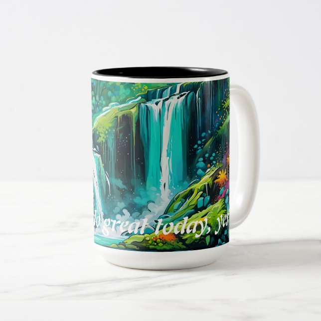 Café Em Dois Tons Uma caneca inspiradora para ter um dia de excelent (Frente Esquerda)