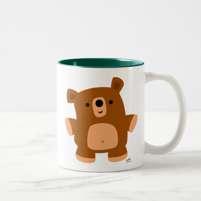 Café Em Dois Tons Uma Pequena Caneca De Cartoon (Direita)