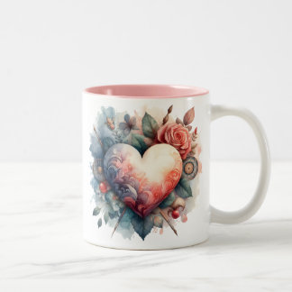 Café Em Dois Tons Única caneca de Coração
