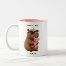 Urso de pelúcia capivara fofa caneca rosa nome per
