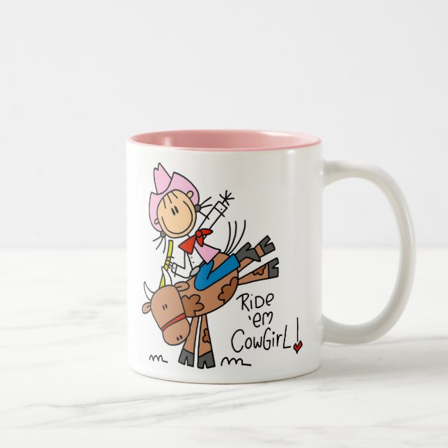 Café Em Dois Tons Vaqueira da vara que monta a caneca de Bull (Direita)
