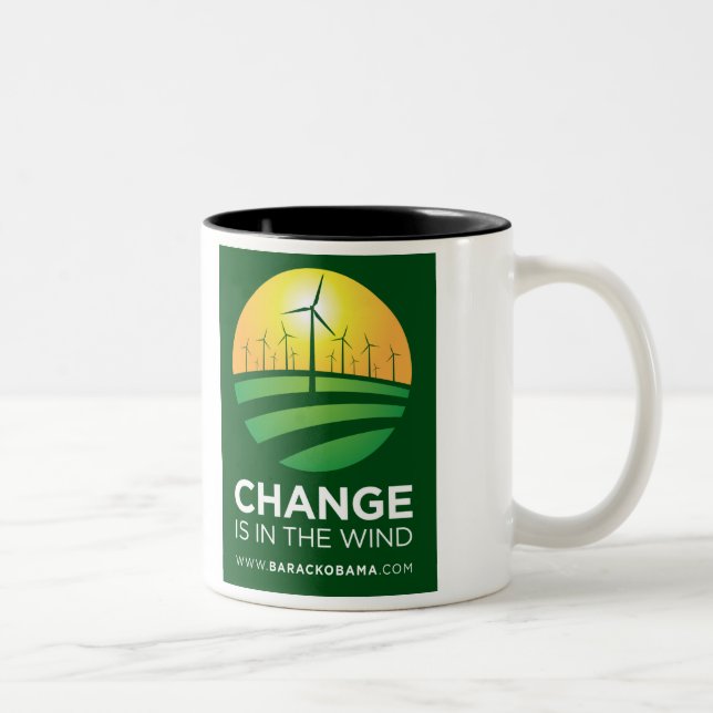 Café Em Dois Tons Ventos de Obama da mudança 11oz. Caneca (Direita)