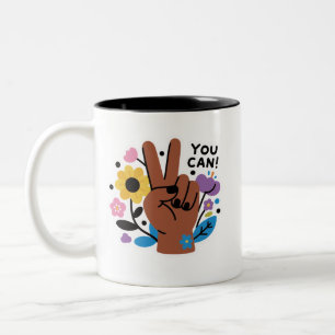Café Em Dois Tons Você Pode Caneca de Duas Cores com Floral da Paz 