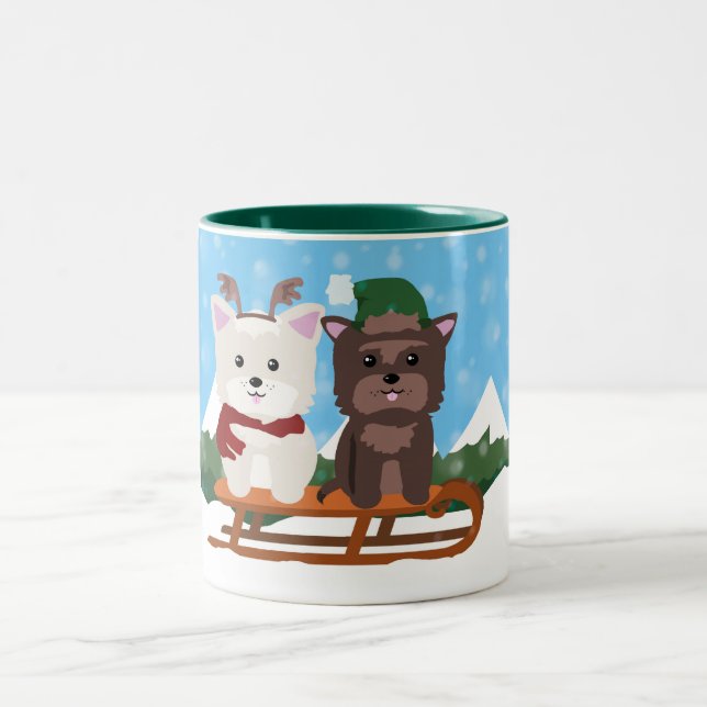 Café Em Dois Tons Westie e caneca dos feriados de inverno dos (Centro)