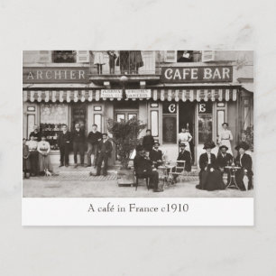 Café em França: cartão postal sepia