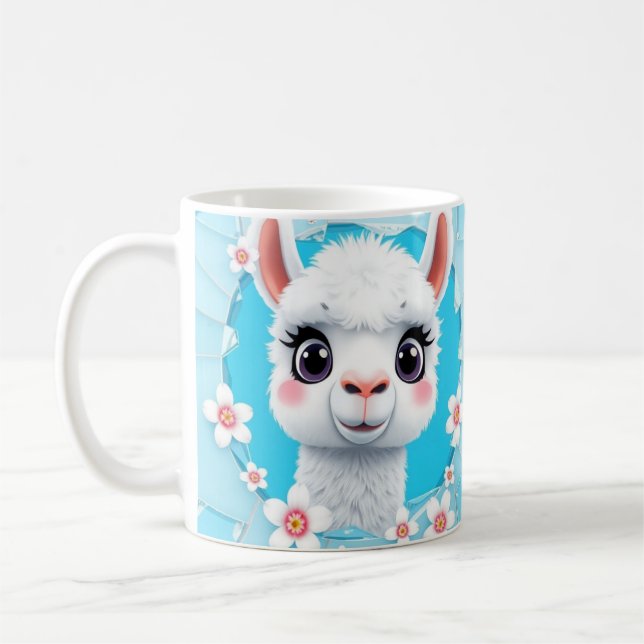 Café embalagem de caneca de lhama fofa 3d, design de ca (Esquerda)