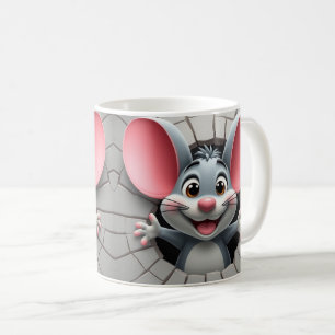Café embalagem de caneca de rato fofo 3d, design de emb