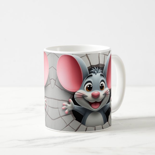 Café embalagem de caneca de rato fofo 3d, design de emb (Frente Esquerda)