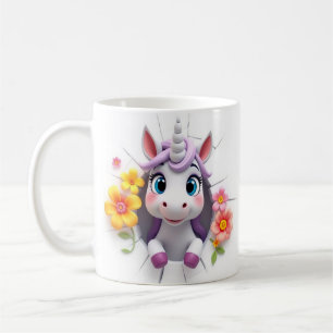 Café embalagem de caneca de unicórnio bebê fofo 3d, des