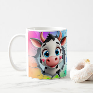 Café embalagem de caneca de vaca 3d, design de caneca d