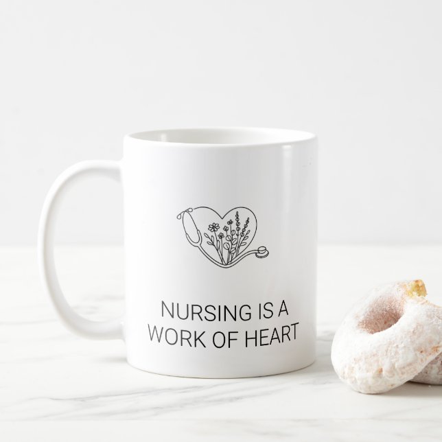 Café Enfermagem é um Trabalho do Coração Caneca de Enfe (Com Donut)