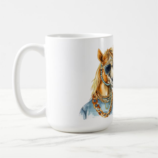 Café Engraçada caneca de cavalo pronta para o show de c (Esquerda)
