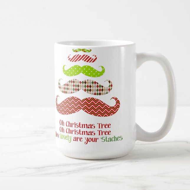 Café Engraçado bigode de Natal caneca de Natal (Direita)
