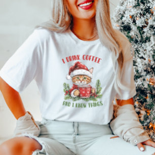 Café Engraçado Camisa de Natal de Gato