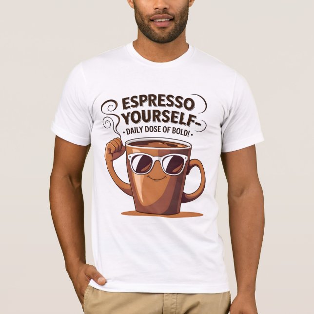 Café Engraçado Empurra Camisa T (Frente)