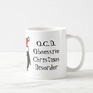 Café Engraçado OCD obsessivo transtorno de natal caneca