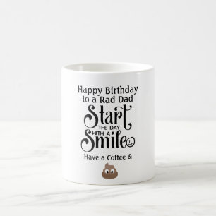 Café Engraçado PAI de Caneca de Aniversário - Sorria 
