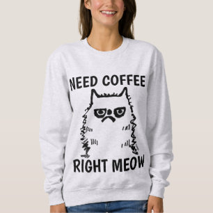 Café Engraçado T-shirts de gato rabugento