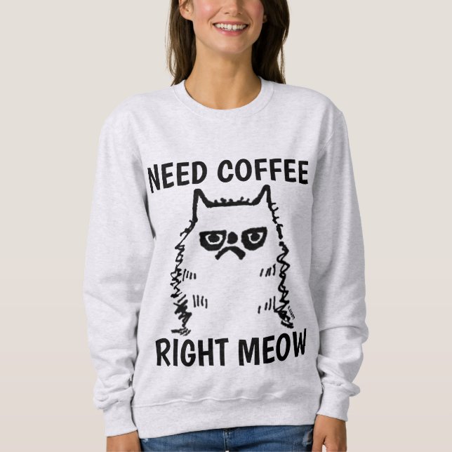 Café Engraçado T-shirts de gato rabugento (Frente)